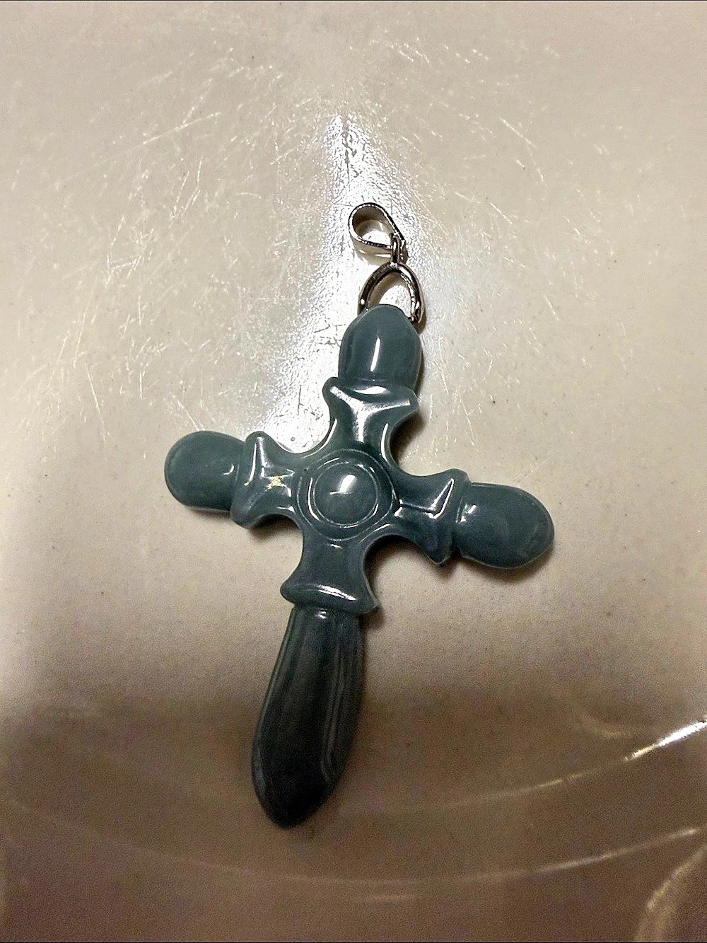 Burmese Blue jadeite Cross Pendant s 925
